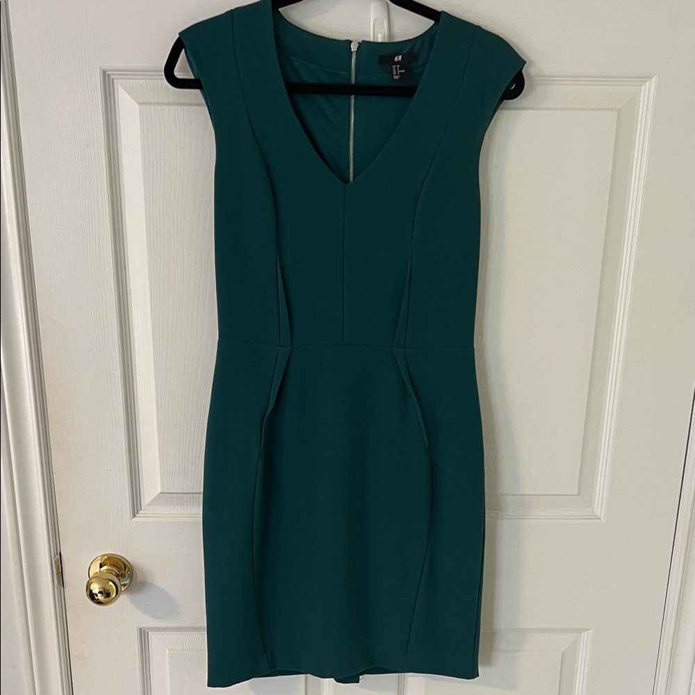 H&M Teal V-Neck Mini Dress